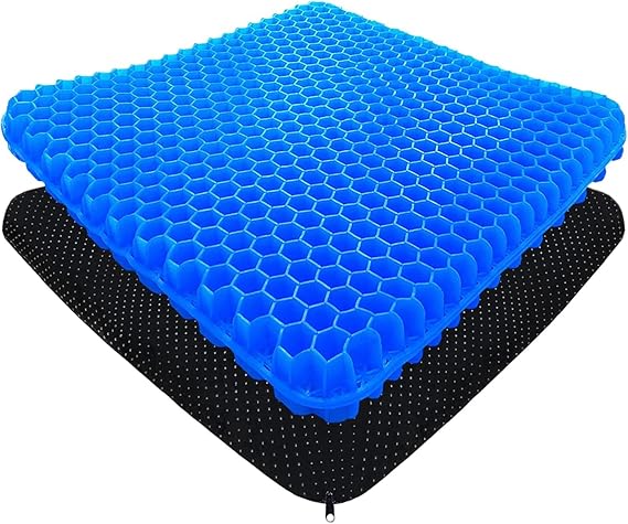 Gel Seat Cushion, Honeycomb Thick Gel Cushion Pressure Cushions for Bottoms Soft Sitter Cushion Relieving Back Coccyx Pressure Seat Cushions for Car Office Home Wheelchair Chair Kit(42x36cm)