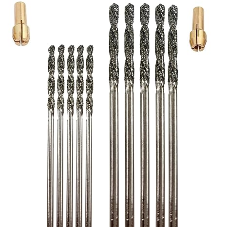 Drilax 10-Pc Diamond Drill Bits, 1.5 mm & 2 mm for Sea Glass & Jewelry