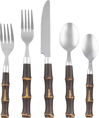 Cambridge Silversmiths 20-Piece Estelle Bamboo Flatware Set