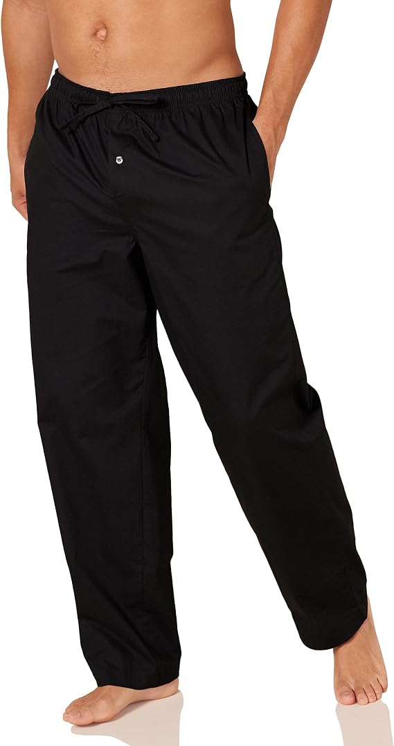 Amazon Essentials Men's Cotton Poplin Straight-fit Pyjama Bottoms with Drawstring Elastic Waist