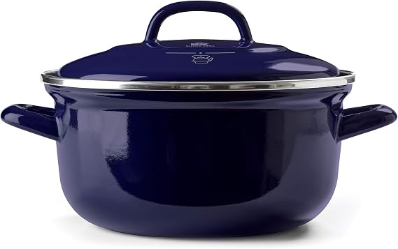 BK Indigo Aluminum Heavy-Gauge Carbon Steel, Induction, 3.5 QT Nonstick Glaze Dutch Oven, Dishwasher Safe, Blue