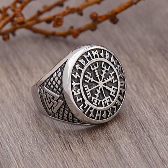 Vintage Stainless Steel Viking Valknut Ring Men Boy Nordic Odin Triangle Viking Ring Biker Amulet Jewelry For Boyfriend Gift