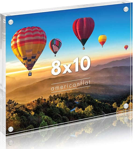 Americanflat 8x10 Acrylic Picture Frame - Double Sided Frames with Magnetic Corners - Transparent Acrylic Frames for Desk or Tabletop Display - 8x10 Picture Frame with Microfiber Cloth Included