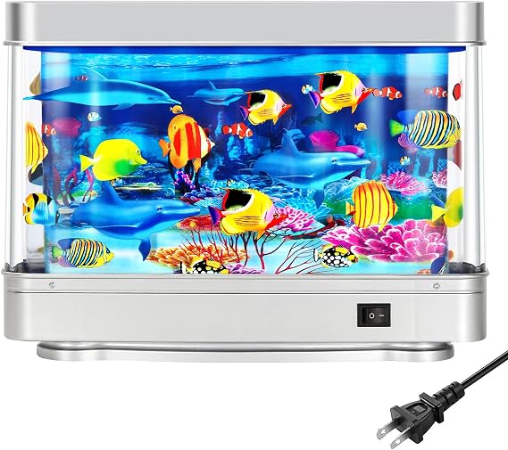 Fake Motion Fish Tank Mini Aquarium, Artificial Tropical Fish Decor Lamp