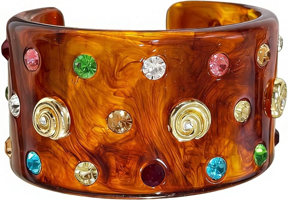 Acrylic Bracelets for Women Open Bangles Cuff Bracelets Colorful Rhinestone Beach Bangle Outdoor