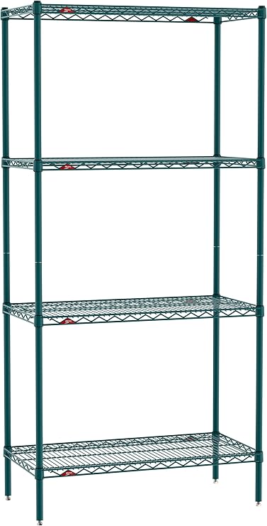 METRO Super Erecta 36" W x 18" D x 74" H Metroseal Green Epoxy Wire Shelving Unit, 4 Tier, 2000 lbs. Capacity, NSF Listed with Microban for Restaurants, Kitchens, Walk-In Coolers and Freezers