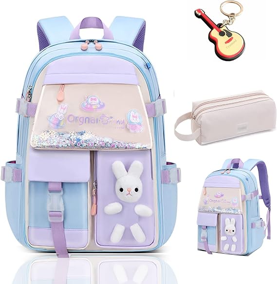 Cute Bunny Backpack,Back To School Bookbag Girls Teen Kids Kawaii Bag
