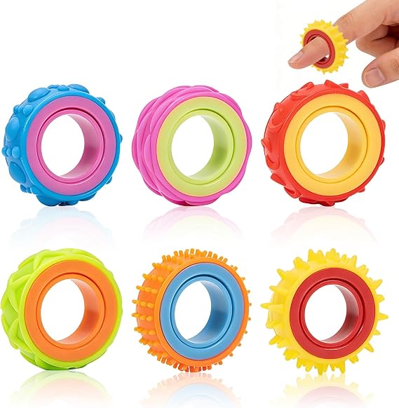 6 PCS Fidget Rings Color, Fidget Toys Anxiety Relief Spinner, Fidgets Sensory Rings Textured Finger Spinner Ring for Office decompression and stress relief(Suitable for people aged 15 and above)