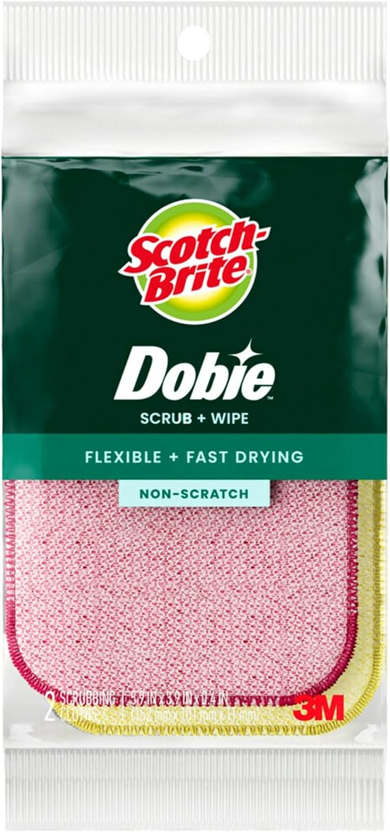 Scotch-Brite Dobie Scrub & Wipe Cloths,Non-Scratch Scrubbing, 2 Pack | Dish Cloths for Everyday Cleaning in the Kitchen, Bathroom & More