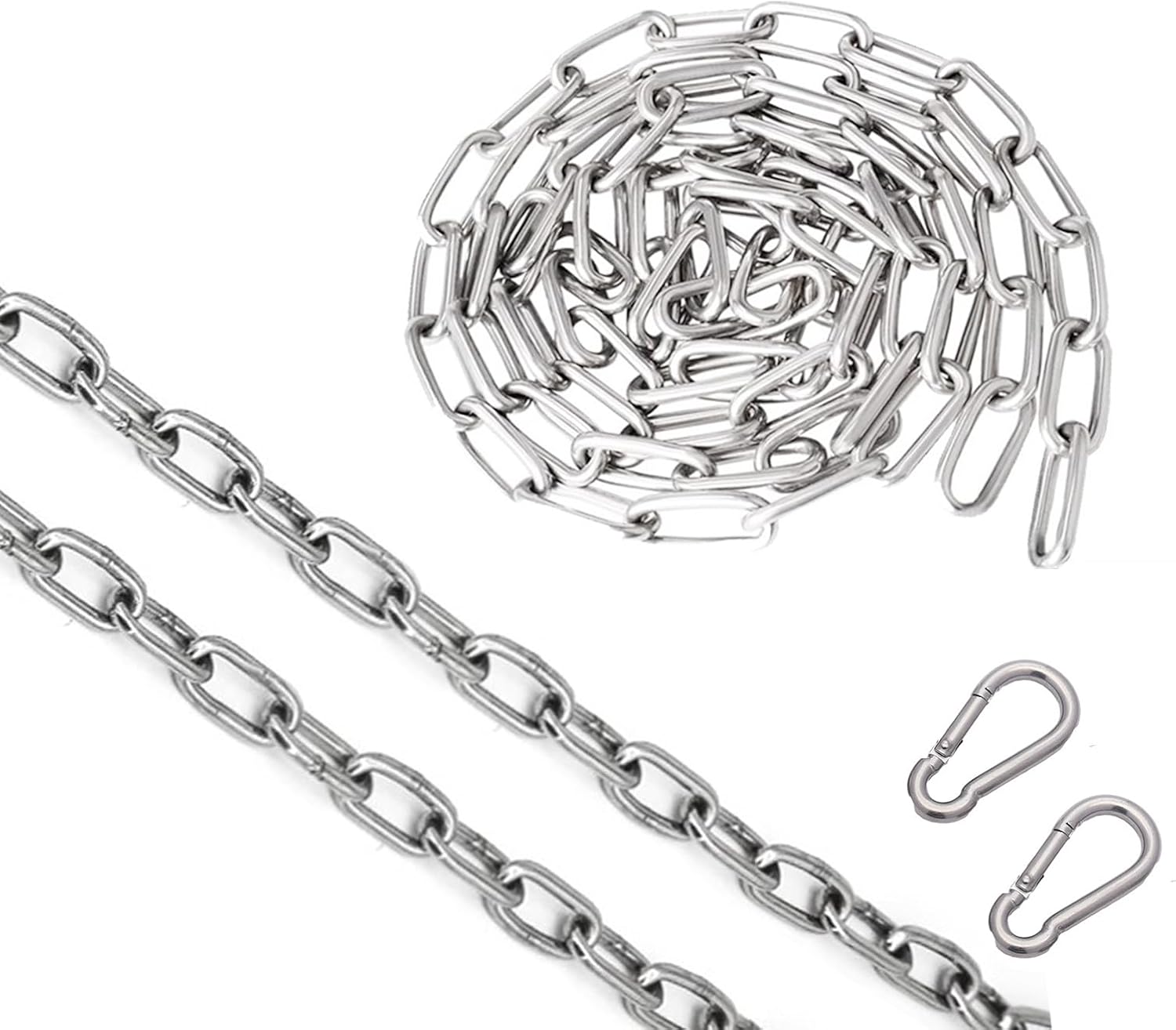 2M Stainless Steel Chain with Latch 3mm Thick - Heavy Duty Security Chain for Gates, Fences, Outdoor Camping|Anti-Theft Steel ChainBicycle Security ChainSuspension Pet Chain's