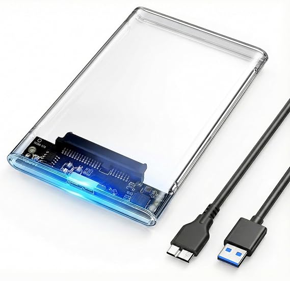 2.5" SATA HDD/SSD Harici Disk Kutusu - USB 3.0 Micro-B 5Gbps’e Kadar Hız - 4TB’a Kadar Destek - Windows/Mac/Linux Uyumlu - Taşınabilir Şeffaf Harddisk Kutusu