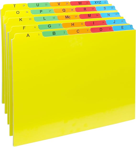 Iconikal A-Z Alphabetical Hanging File Folder Dividers 5 Tabs Letter Size