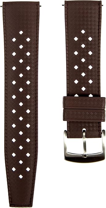 Tropical Style FKM Rubber Straps- Quick-Release- FKM Fluoro Rubber Watch Bands for Sports & Dive Watches-For Men & Women- 20mm, 22mm (20mm, Dark Brown)