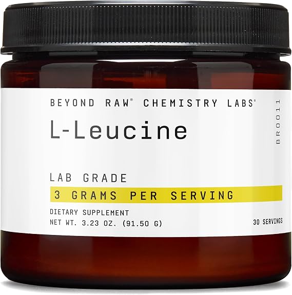 BEYOND RAW Chemistry Labs L-Leucine Powder, Fuels Muscles, 30 Servings