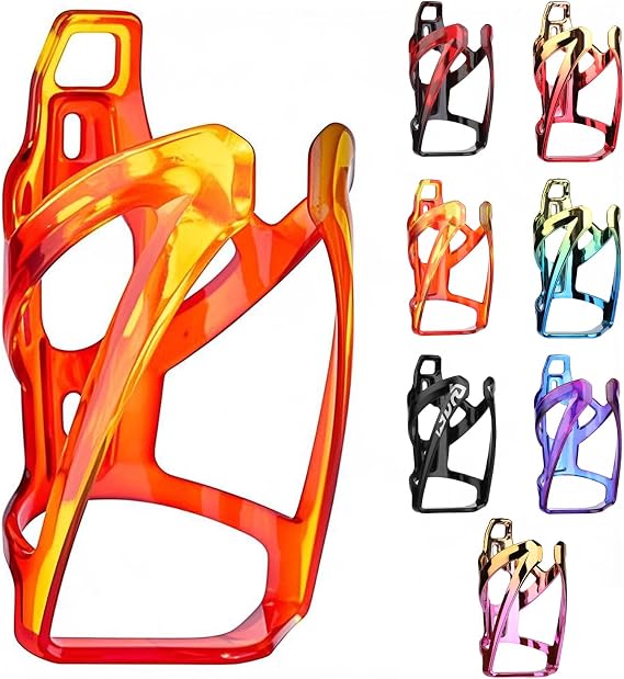 Bike Water Bottle Holder,Ultra-Light Bike Cup Holder with Screws,Bike Accessories for Adults& Kids,Cycling Bike Water Bottle Cages for Road, Mountain Bike (Red Yellow)