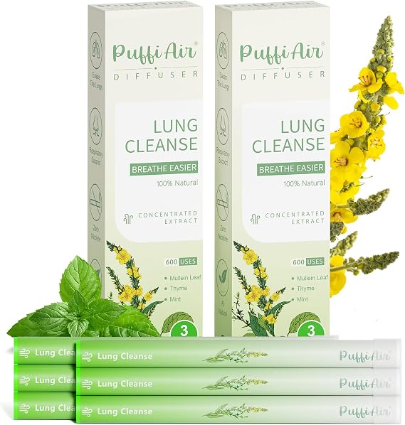 Puffiair Herbal Diffuser Pen, Mullein Flavoured Lung Cleanse Inhaler