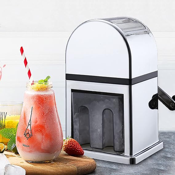 Manual Ice Crusher, Shaved Ice Machine Snow Cone Machine Portable Ice Shaver for Home Bar Restaurant Party Cold Drinks, Stainless Steel Blades for Fast Crushing, Easy to Use