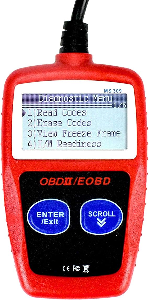 CARXTruck MS309 OBD2 Scanner Engine Light Fault Code Reader Universal OBDII Diagnostic Scan Tool Clear Trouble Code Reading, Freeze Frame Data, I/M Preparation Smog Check