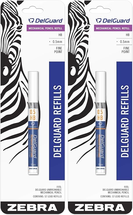 Zebra Delguard #2 Mechanical Pencil Lead Refill, 0.5 Mm, Hb, Black, 12/tube (Pack of 2)