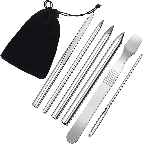 BBTO 6 Pieces Paracord Stitching Set 6 Sizes Paracord FID Lacing Stitching Needles Smoothing Tool Lacing Leathercraft Needle Silvery | Lacing Stitching Needles, Smoothing Tool, Lacing Leathercraft Needle, Silvery