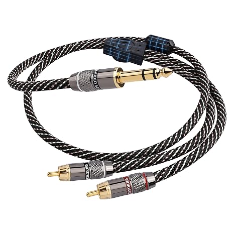Audiophile RCA to 1/4, Dual RCA to 6.35mm TRS Y Splitter Cable 4.92ft