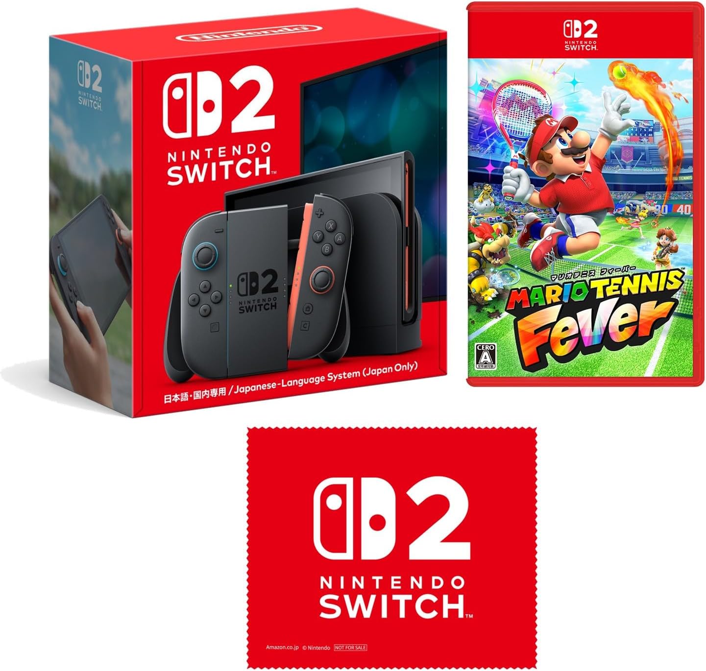 Nintendo Switch 2日本語・国内専用 ＋ マリオテニス フィーバー -Switch2 ＋ 特典 Nintendo Switch 2 ロゴデザイン マイクロファイバークロス 同梱