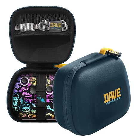 FUNLAB Carrying Case for Nintendo Switch 2 Pro Controller/Xbox Controller, Protective Travel Case with Hard Shell Ballistic Nylon and EVA Material, Dave the Diver Official Licensed - Blue