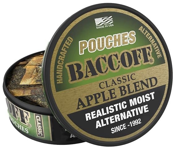 1 Can, BaccOff Apple Pouches, Black Tea Base with Crisp, Sour Apple and Dark, Classic Flavors, 16 Pouches