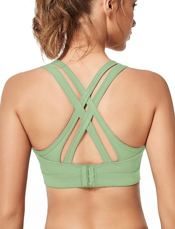 Yvette Women High Impact Sports Bras Criss Cross Back Sexy Running Bra for Plus Size