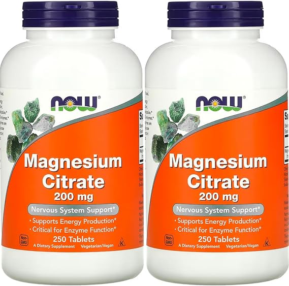 NOW Foods - Magnesium Citrate 200 mg 250 tabs (Pack of 2)