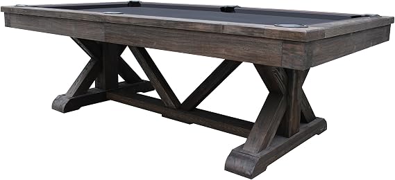 Playcraft Brazos River 8 Slate Pool Table - Weathered Black Billiard Tables with Hardwood & 3pc Slate System - Perfect for Game Room, Office or Dens - 25 Cloth Colors