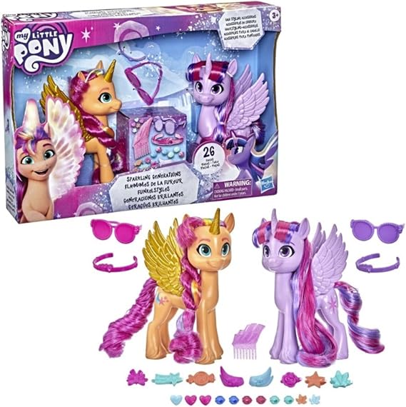 My Little Pony Next Generation Figures - Sunny Starscout & Twilight Sparkle 15cm - Includes 26 Accessories