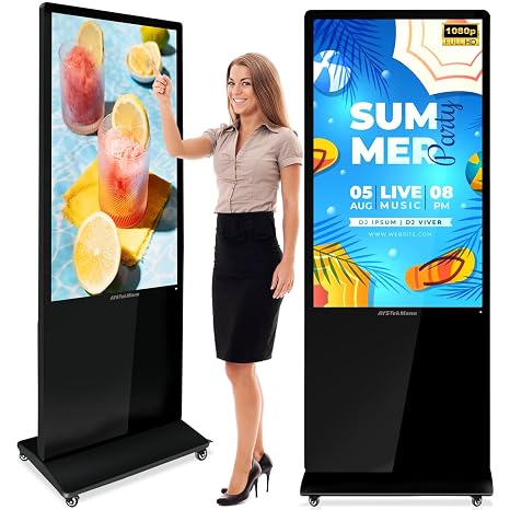 43 inch Digital Signage Displays, 2K LCD Touch Screen Floor Standing Digital Signage, Indoor Digital Adverstising Kiosks with HDMI Input, Android 11(2+32GB)