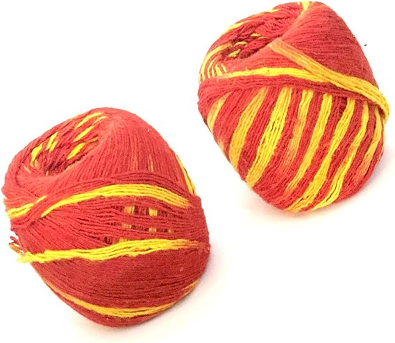 Moli Thread Red and Yellow Handmade Mauli Kalawa Sacred Religious Cotton Pooja Dhaaga Wrist Roll for Pujan Havan Worship Wrist Band Cotton Kalawa (Set of 2)
