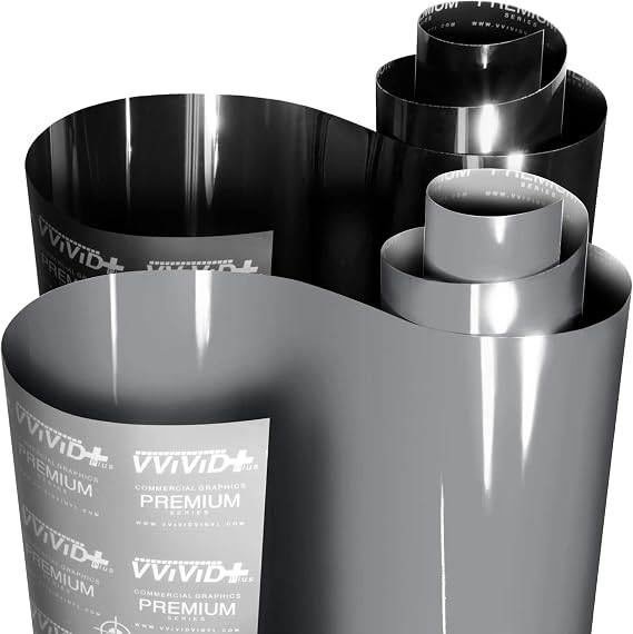 VViViD+ Ultra Gloss Car Wrap Bundle 2 Rolls (1ft x 5ft) Nardo Dark Grey and Piano Black - M0