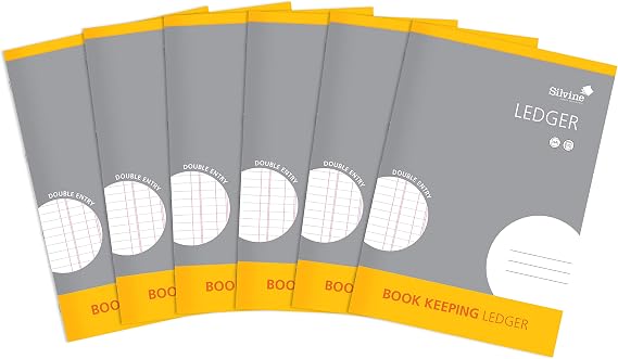 Silvine A4 Book Keeping Ledger, 32 Pages Printed 'Double Entry' - Ref SJA4L-P [Pack of 6]