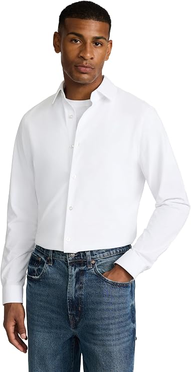 EXPRESS Men's Slim Stretch Modern Tech 1MX Long Sleeve Dress Shirt