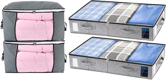 combocube Comforter Storage Bag and Under Bed Storage Containers Bundle (4-Piece Set)