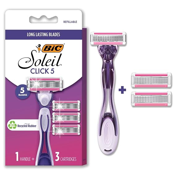 BIC Click 5 Soleil Womens Disposable Razors, 5 Blades, 4 Piece Razor Set
