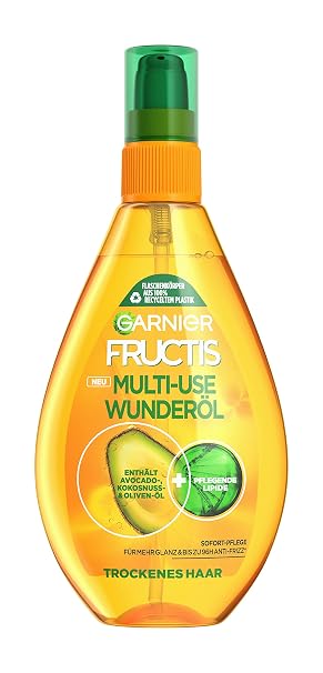 Garnier Fructis Repair 3 Miracle Oil Nourishing Hair Oil for Dry Damaged Hair No Rinse Non-Greasy Pack of 1 (1 x 150 ml)
