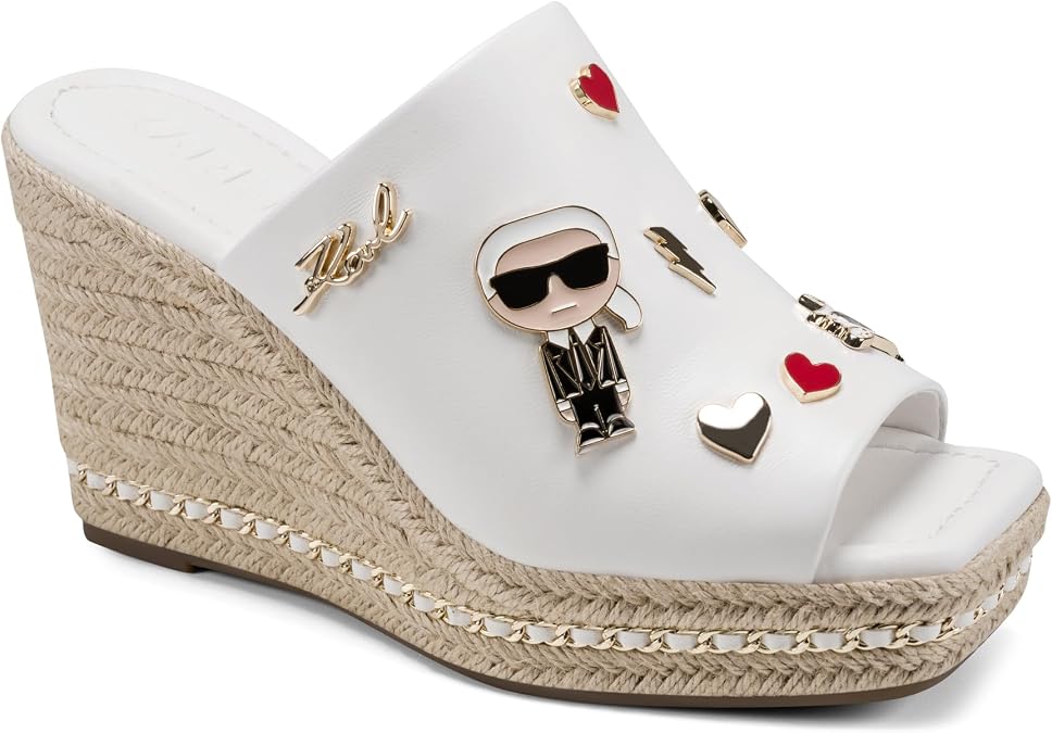 KARL LAGERFELD womens Corissa Slip on Espadrille Wedge Sandal