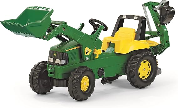rolly toys John Deere Pedal Tractor with Working Loader and Backhoe Digger, Youth Ages 3+