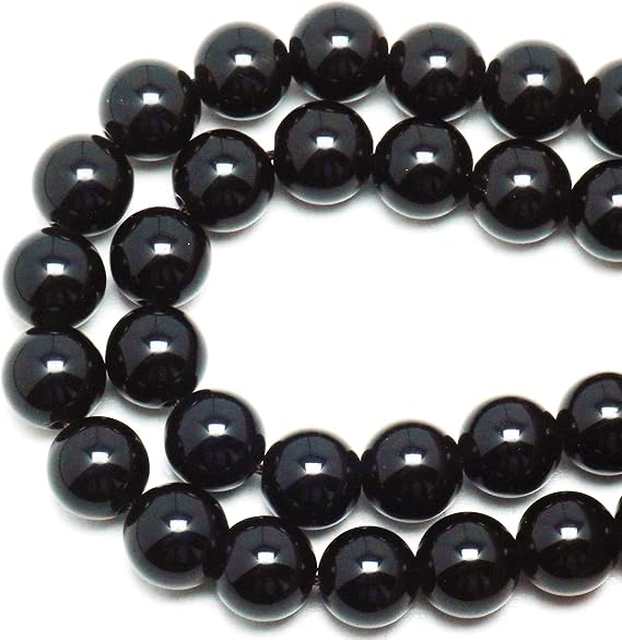 Natural 5a Black Agate Stone Round Jewelry Beads (10mm, 35-37pcs)