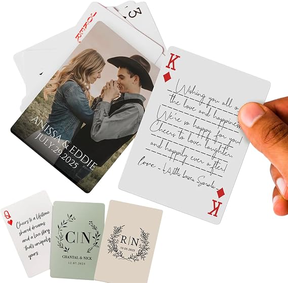 Personalized Playing Cards with Name&Photo - Wedding Card Guest Book, Blank Playing Cards to Write on, Wedding Favors