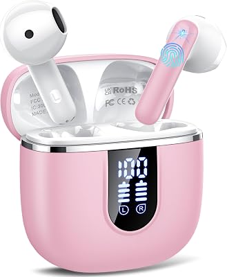 Wireless Earbuds, Bluetooth 5.4 Headphones, Noise Cancelling Mic, LED Display Ear Buds