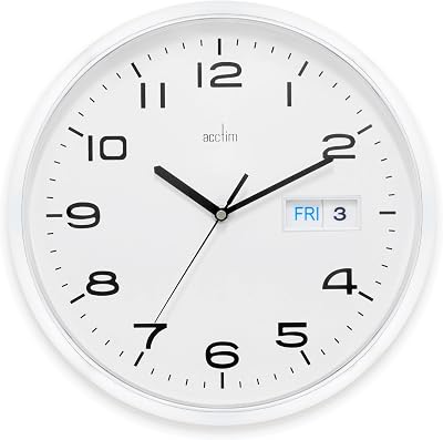 Acctim Calendar Wall Clock, White, 32cm Diameter