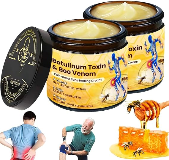 Botulin-um Toxin & Bee Venom Pain-Relief Bone Healing Cream, Professional Joint & Bone Therapy Crem, Bee Venom Joint Pain Treatment Cream for Back, Neck, Hands, Knee (2)