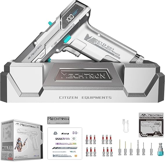 8V 2-Speed Mecha Hammer Drill, Ergonomic Handheld USB-C Gift (G007S-PRO) | Ergonomic streamlined mecha handle, aluminum dual-speed, 2000mAh USB-C fast charge, lightweight power drill gift for men