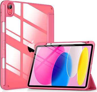 VIKESI Case for iPad A16 11-inch 2025 and iPad 10th Generation 10.9 Inch 2022, Clear Back and TPU Shockproof Frame Cover [Built-in Pencil Holder, Support Auto Sleep/Wake] - Watermelon