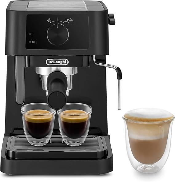 De'Longhi Stilosa EC230.BK, Traditional Barista Pump Espresso Machine, Espresso and Cappuccino, 2 cups, Black